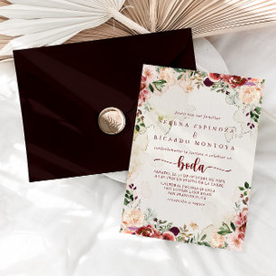 Rustic Summer Blommigt Calligraphy Spain Bröllop Inbjudningar