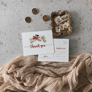 Rustic Summer Blommigt Calligraphy Tack Vykort