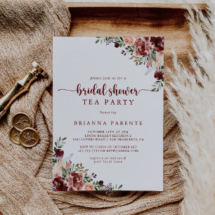 Rustic Summer Blommigt Möhippa Tea Party Inbjudningar