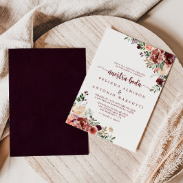 Rustic Summer Blommigt Nuestra Boda Bröllop Inbjudningar