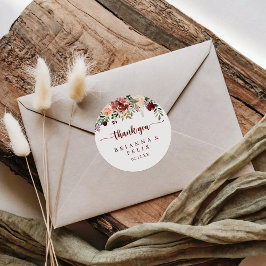 Rustic Summer Blommigt Tack Wedding Favor Runt Klistermärke