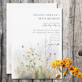 Rustic Summer Fält av Wildblommor Bröllop Inbjudningar