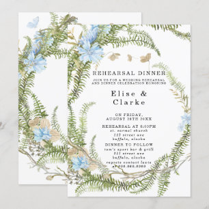 Rustic Summer Fern Wandesal Rehearsal Dinner Inves Inbjudningar