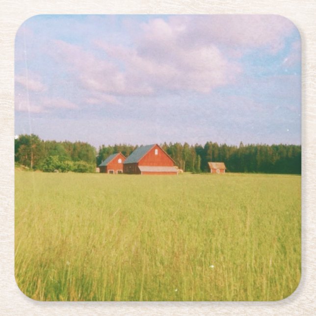 Rustic summer field, Helsingia, Sweden Underlägg Papper Kvadrat (Framsidan)