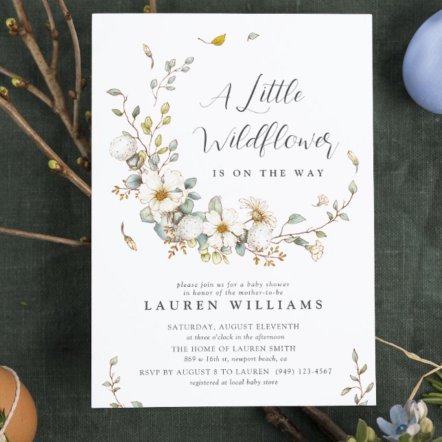 Rustic Summer Little WildblommGirl Baby Shower Inbjudningar (Join us in celebrating a Little Wildflower on her way!)