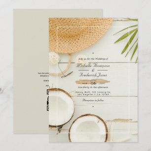 Rustic Summer QR Code OSA Beach Wedding Inbjudningar