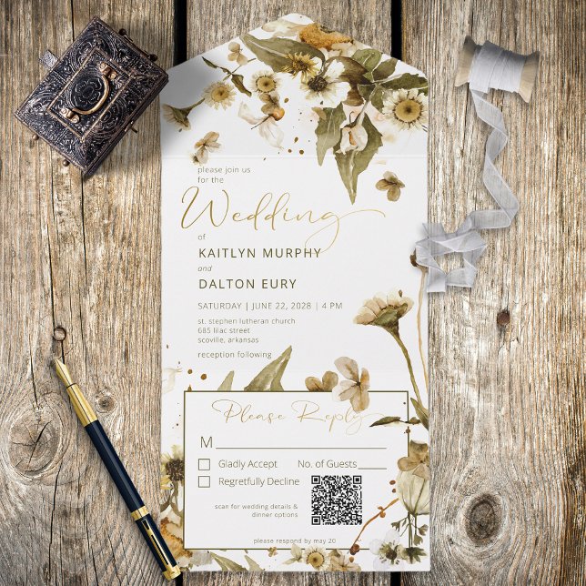 Rustic Summer Wildblommor & Daisys QR-kod (Skapare uppladdad)