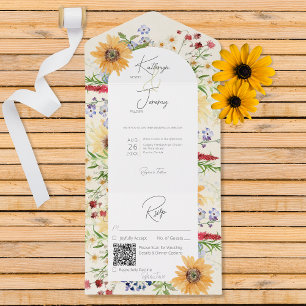 Rustic Summer Wildblommor Sunblommblommor Cream QR