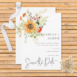 Rustic Summer Wildblommor & Sunblommor Spara Datumet