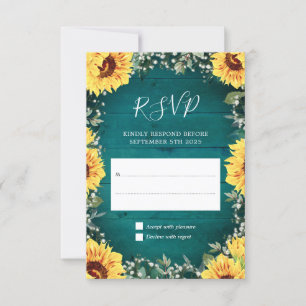 Rustic SunblommBabys Bandean Gräns Teal Bröllop OSA Kort