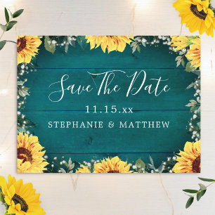 Rustic SunblommBabys Bandean Gräns Teal Bröllop Spara Datumet