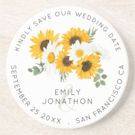Rustic Sunblommor behåller Spara datumet Underlägg