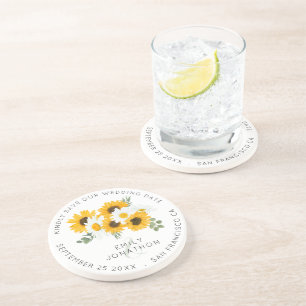 Rustic Sunblommor behåller Spara datumet Underlägg