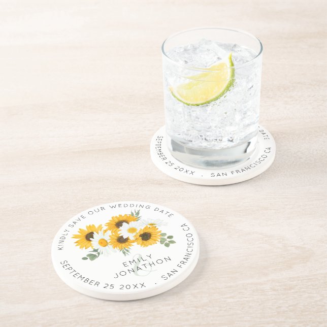 Rustic Sunblommor behåller Spara datumet Underlägg (Sidan)