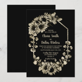 Rustic Sunblommor Black Bröllop Inbjudningar
