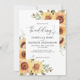 Rustic Sunblommor Blommigt Greenery Landsbyggsbröl Inbjudningar