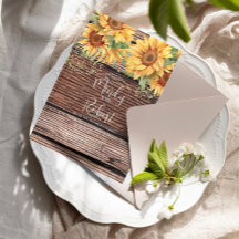 Rustic Sunblommor Bouquet Watercolor Bröllop B