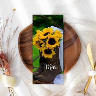 Rustic Sunblommor CowboyBoots Westerna Bröllop Meny