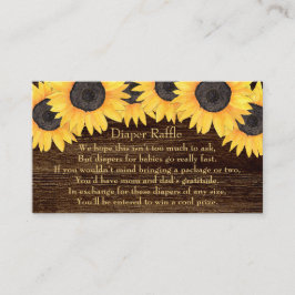 Rustic Sunblommor Diaper Raffle Baby Shower Card Visitkort