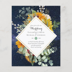 Rustic Sunblommor Eucalyptus Greenery Bröllop Inv. Flygblad
