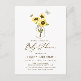 Rustic Sunblommor i Mason Burk Baby Shower Inbjudan Vykort