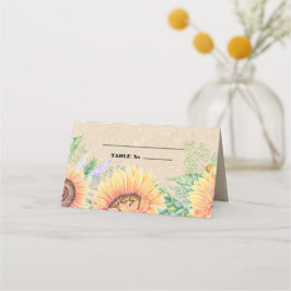 Rustic Sunblommor Kraft Papprare Bröllop Placeringskort