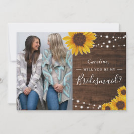 Rustic Sunblommor Ljus Bridesmaid Photo Request Inbjudningar
