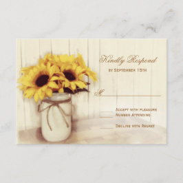 Rustic Sunblommor Mason Burk Bröllop OSA Cards Kort