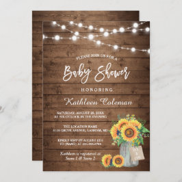 Rustic Sunblommor Mason Burk Ljus Baby Shower Inbjudningar