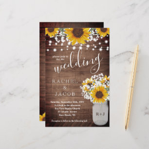 Rustic Sunblommor Mason Burk Ljus budget Bröllop