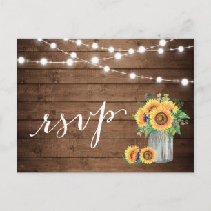 Rustic Sunblommor Mason Burk String Ljus OSA Inbjudan Vykort
