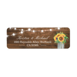 Rustic Sunblommor Mason Burk String Ljus Wood Returadress Etikett