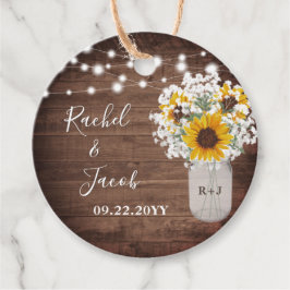 Rustic Sunblommor Monogram Burk Ljus Bröllop Gåvor Etiketter