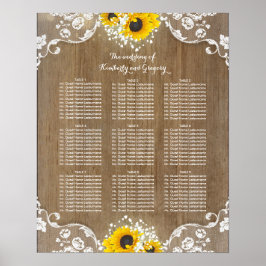Rustic Sunblommor och Babyns andedräkt Snöre Wood Poster