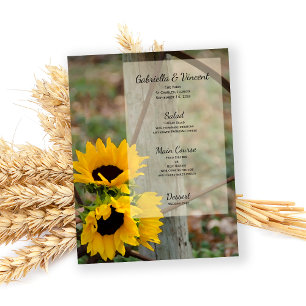 Rustic Sunblommor och Wagon Wheel Bröllop Menu