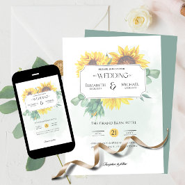 Rustic Sunblommor Print eller Digital Bröllop Inbjudningar