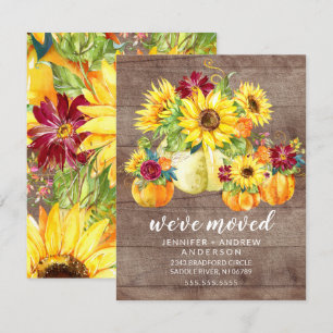 Rustic Sunblommor Pumpkins Flytta Announcement Inbjudningar