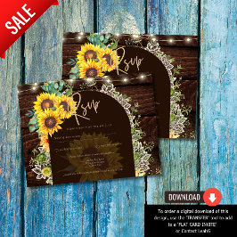 Rustic Sunblommor Snöre Ljus Arch Sommar Bröllop Vykort