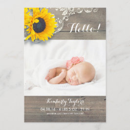 Rustic Sunblommor Snöre Newborn Baby FotoBirth Meddelande