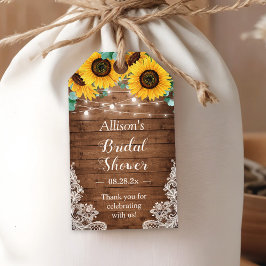 Rustic Sunblommor String Ljus Baby Möhippa Presentetikett