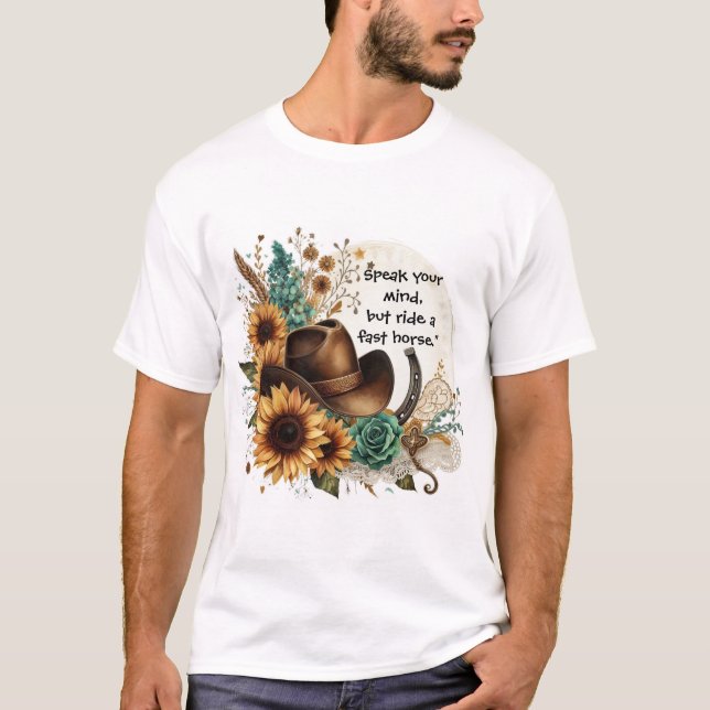 Rustic Sunblommor Tala ditt sind Manar T-Shirt (Framsida)