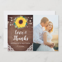 Rustic Sunblommor White Blommigt Bröllop Photo Tack Kort