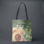 Rustic Sunblommor Wildblommor | Anpassat namn Tygkasse<br><div class="desc">Rustic Solblommor och Wildblommor Watercolor Painting Gift Tote bags med personlig namn | Text. En gåva till perfekten till dina Bridesmaider,  som Möhippa Favors,  Bachelorette Party Favors. Matchande bröllopsinbjudningar,  Spara datumkort,  Ömsesidigt stöd för att vara visitkort,  tackkort,  bröllopsfavoriter och presenter som finns tillgängliga i vår butiks Rustic-designkategori.</div>