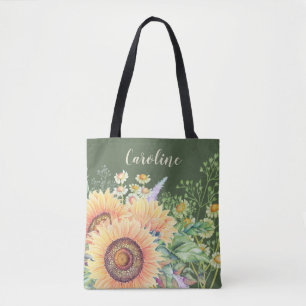 Rustic Sunblommor Wildblommor Anpassat namn Tygkasse