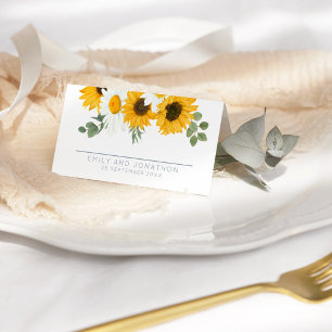 Rustic Sunblommor Wildblommor Namn Datum Bröllop Placeringskort