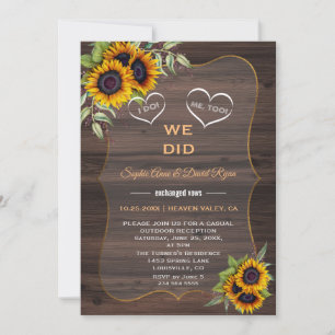 Rustic Sunblommor Wood Elopement Reception Inbjudningar