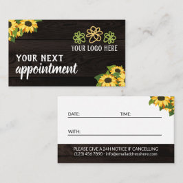 Rustic Sunblommor Wood Grain Din Logotyp Tidsbeställning Kort