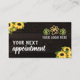 Rustic Sunblommor Wood Grain Din Logotyp Tidsbeställning Kort
