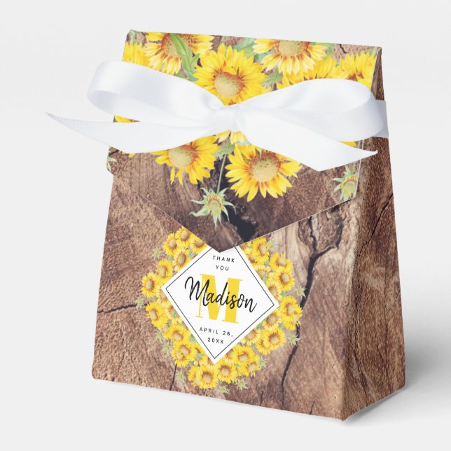Rustic Sunblommor Wood Struktur Presentaskar (Framsidan Sidan)