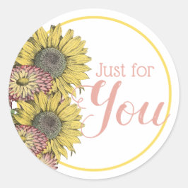 Rustic Sunblommors Rosa Gult Tack Runt Klistermärke
